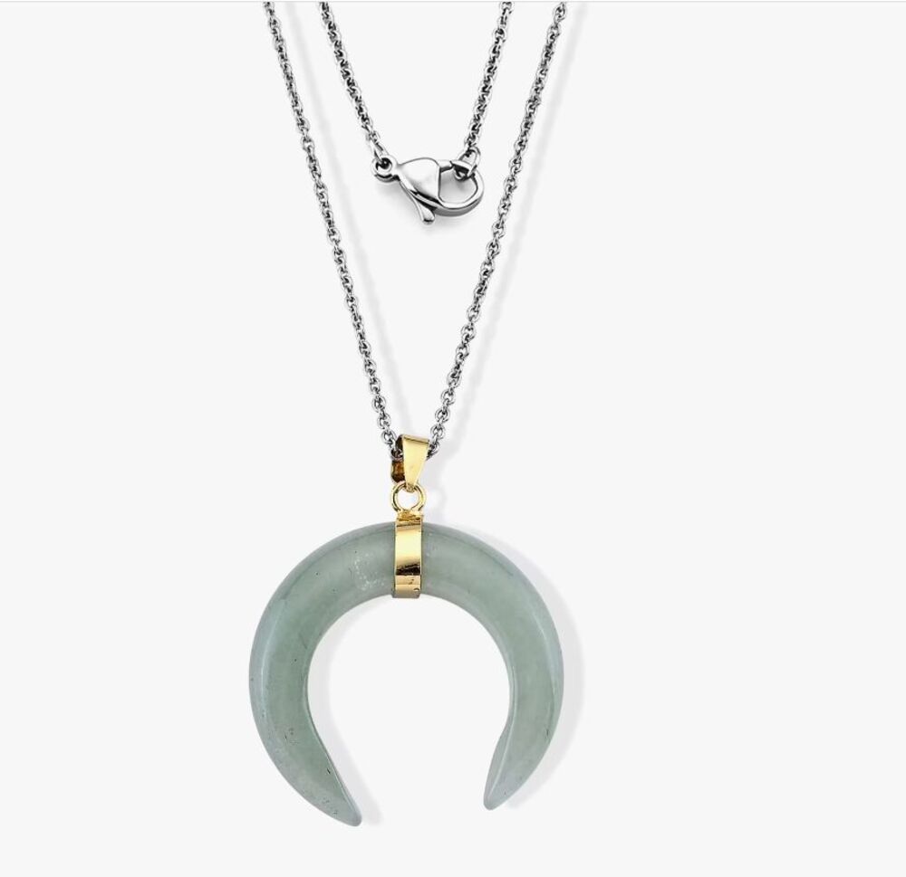 Green Aventurine Pendant in Goldtone w/ ION Plated YG Stainless Steel Necklace